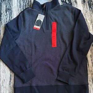 Ted Baker Funnel Neck 1/4 Zip Blue Sweatshirt Pullover Top Long Sleeve Medium